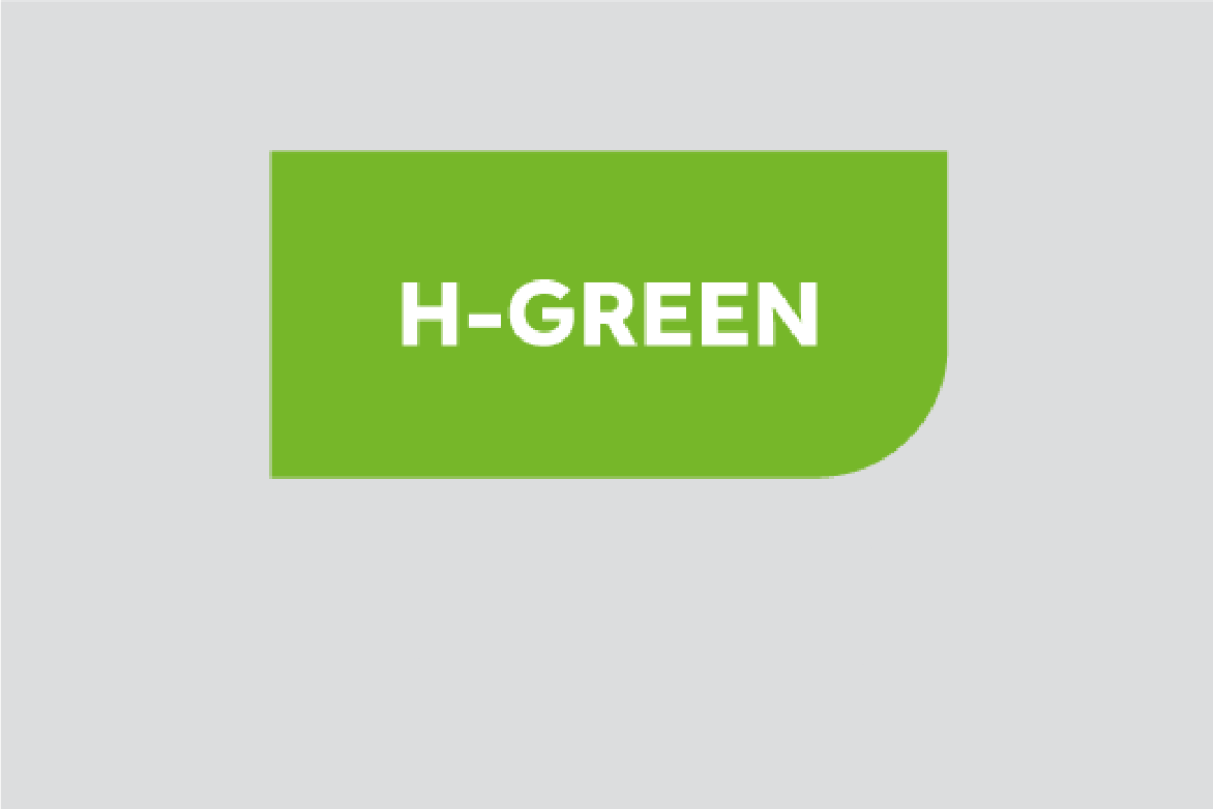 Cartel H-GREEN verde con fondo gris