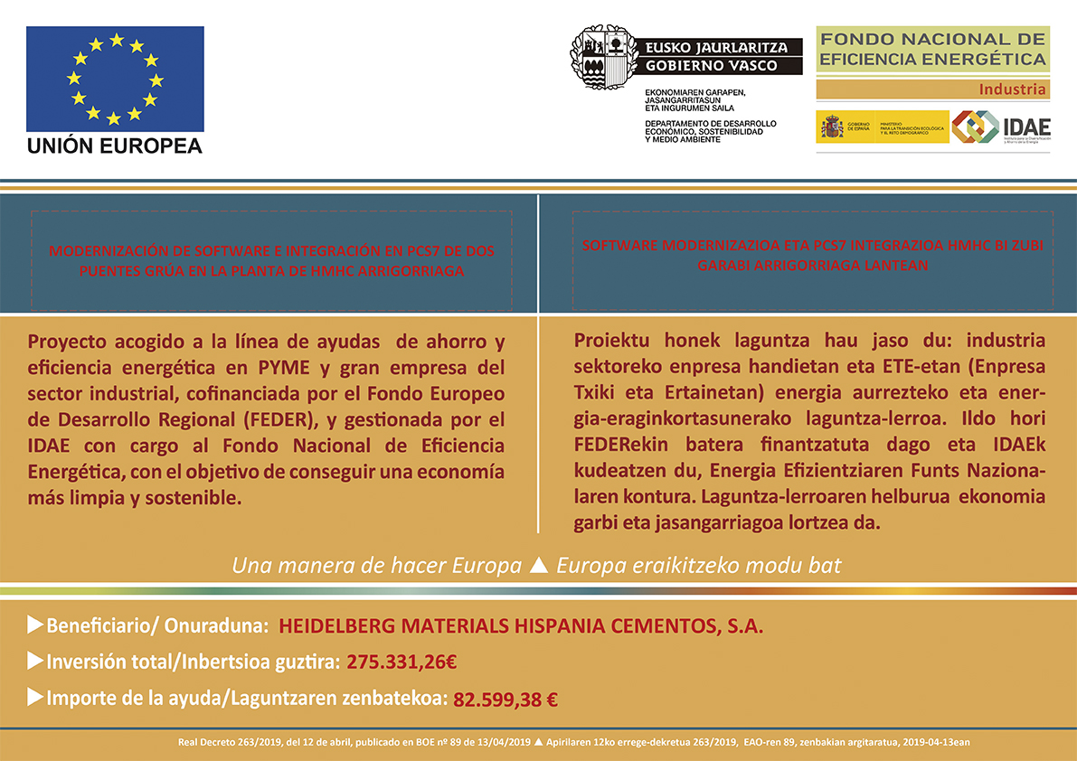 Subvención de la Modernización del software e integración en PCS7 de dos puentes Grúa en la planta de HMHC en Arrigorriaga