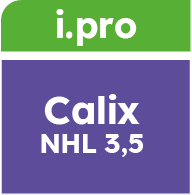 Logo de producto de Heidelberg Materials que muestra i.pro Calix NHL 3,5 en colores verde y morado.